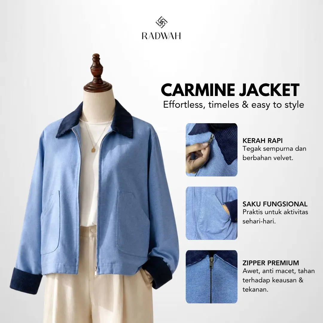 Radwah - Carmine Boxy Jaket-Atasan Wanita Muslim-Jaket Boxy Wanita-Casual Kerja/Kuliah