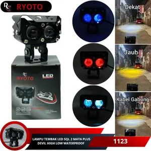 Lampu tembak sorot Sql 2 mata Led Laser Gun high low plus devil putih kuning full aluminium waterproof
