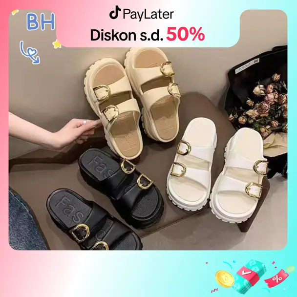 Sandal Wanita Wedges Sendal Selop Tinggi EVA Jelly Karet Kekinian Antislip Empuk Ringan Premium