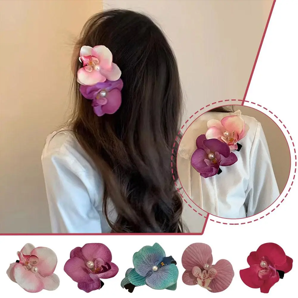 Jepit Rambut Bunga Phalaenopsis, Gaya Manis Korea, Hiasan Kepala Bohemia Wanita Baharu, T4H6
