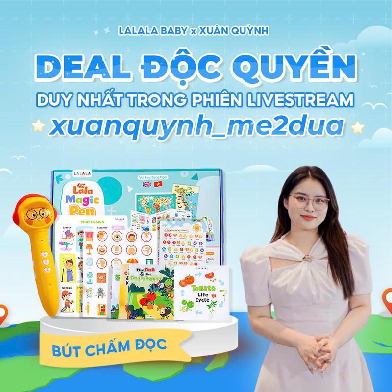   MXQ  Bút chấm đọc Lala Magic Pen song ngữ Anh Việt đồ chơi âm thanh tích hợp nhiều chức năng thu âm Lalala baby 