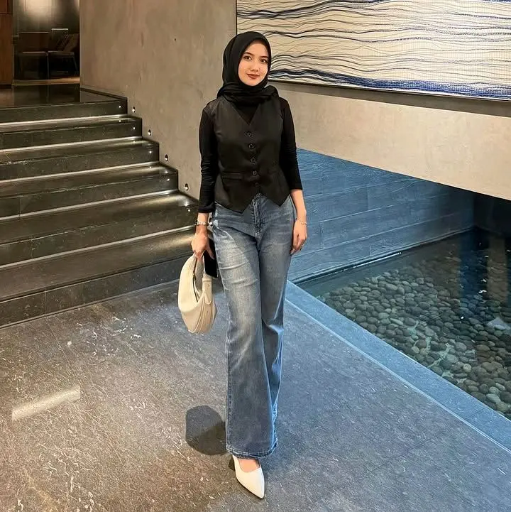 Cutbray Jeans Higwaist Dark Wosh Aleena Premium 2