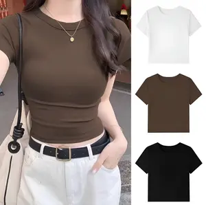 crop top atasan wanita korean style slimfit cewe Baju Crop Top Wanita - Crop Top Lengan Pendek Baju wanita Kekinian - Crop Top Korean Style - Atasan Wanita Kekinian Melar