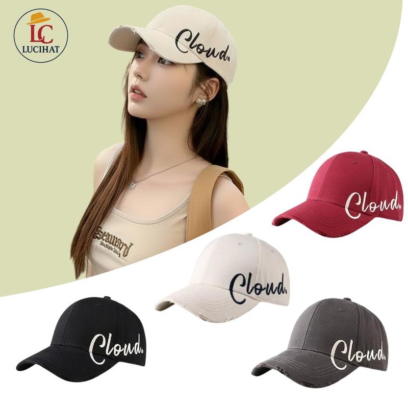   DÀNH CHO ĐẦU TO  MŨ LƯỠI TRAI THUÊ CHỮ NỔI CLOUD - NÓN KẾT VÀNH TO CỨNG CÁP CHE NẮNG GIÚP MẶT NHỎ GỌN CHO NAM NỮ MŨ BÓNG CHÀY THÊU CHỮ TỈ MỈ PHONG CÁCH TRẺ TRUNG 