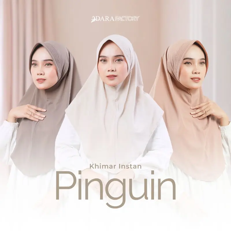 Dara Factory - Kerudung Khimar cantik Jersey Khimar Pinguin Jersey Jilbab Pad muslim instan panjang 0