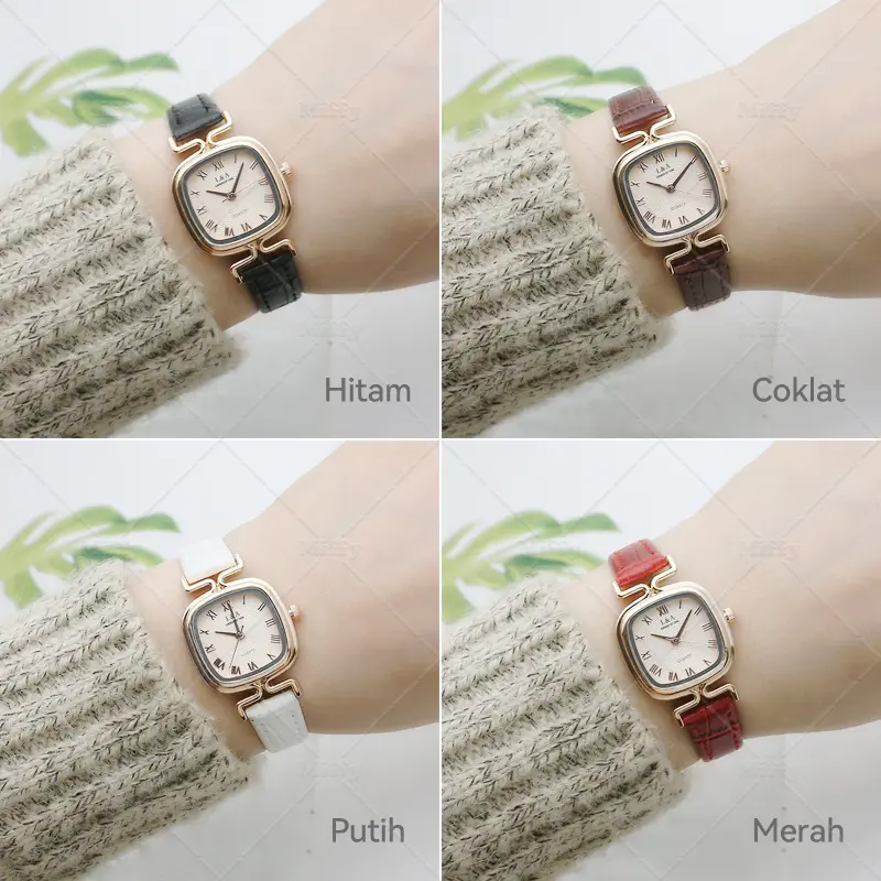 Miffy - Jam Tangan Analog Dial Kotak Gaya Retro Analog Watch Strap Pu Croco Fashion 3