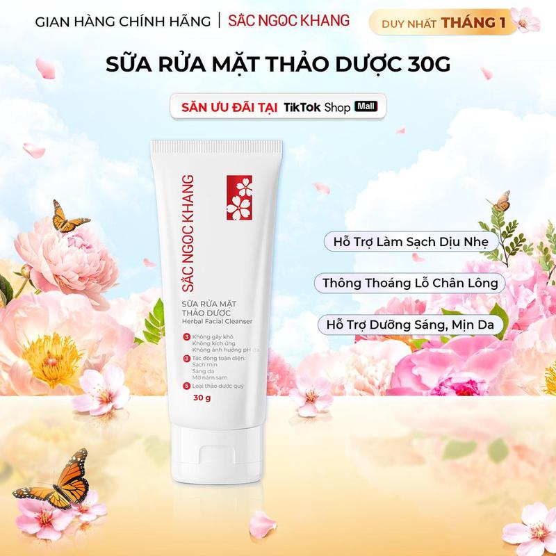   Tuýp 30G  Sữa Rửa Mặt Thảo Dược Sắc Ngọc Khang Skincare Làm Đẹp Da Dưỡng Da Mặt Dưỡng Ẩm Da Nữ 