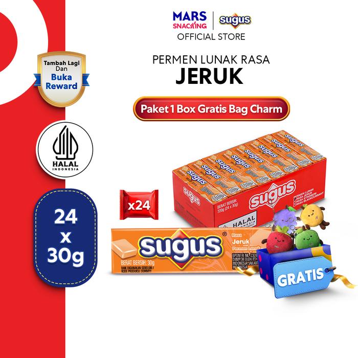 Gambar [Paket 1 Box Bonus Bag Charm] Sugus Orange 24 pcs x 30G - Permen Lunak Rasa Jeruk dari Mars Snacking Indonesia Kab. Bekasi Tokopedia