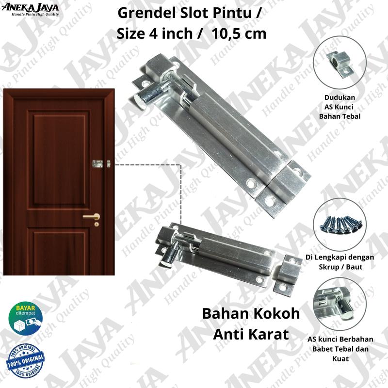 Grendel Slot Pintu Jendela 4 Inch l 10,5 cm l Selot alumunium aloy awet kuat dan tahan lama 2