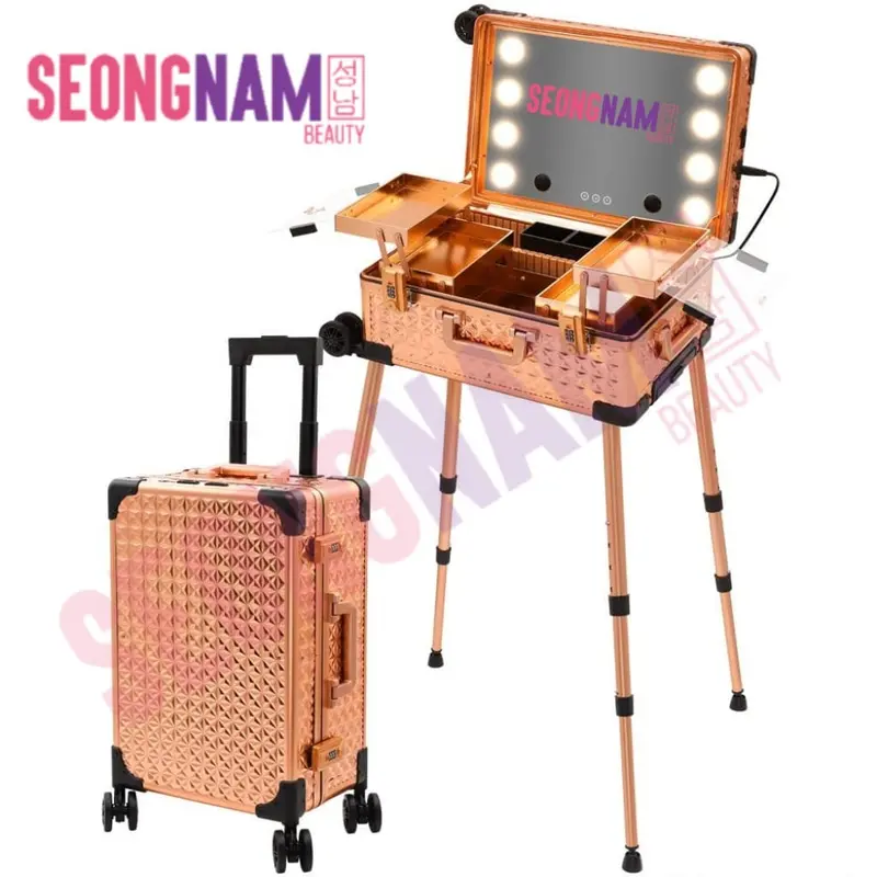 BRAND NEW Seongnam Makeup Case / Koper Makeup Touchscreen dengan 8 lampu LED Touchscreen , bluetooth, speaker, dan kaki meja 0