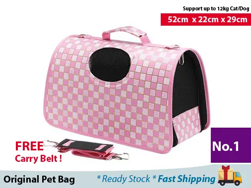 Pet Bag LARGE 52cm Pet Cat Carrier Kucing Travel Foldable