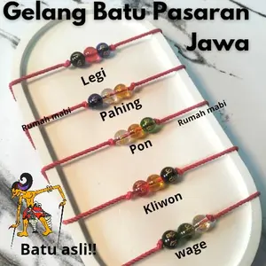 Free box+kurakura emas Gelang Pasaran Jawa Asli Batu Tibet Ketebalan Tali 2mm & Batu 8mm Desain Elegan Cocok Untuk Acara Formal Bracelets