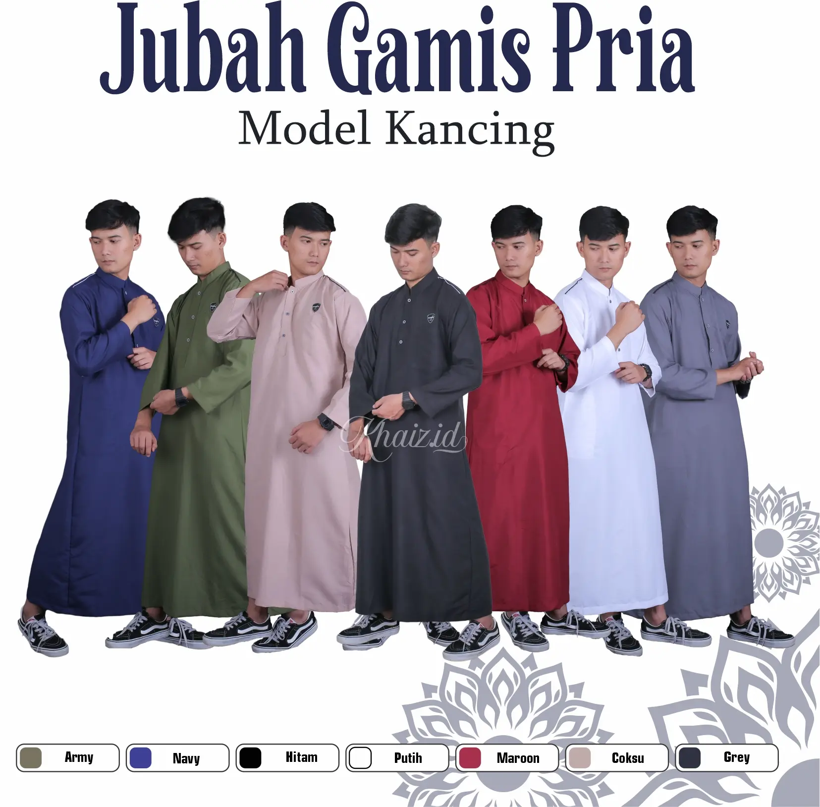 Jubah Pria Gamis Remaja Dewasa Model Polos Lengan Panjang Jubah Pria Model Kancing Muslim