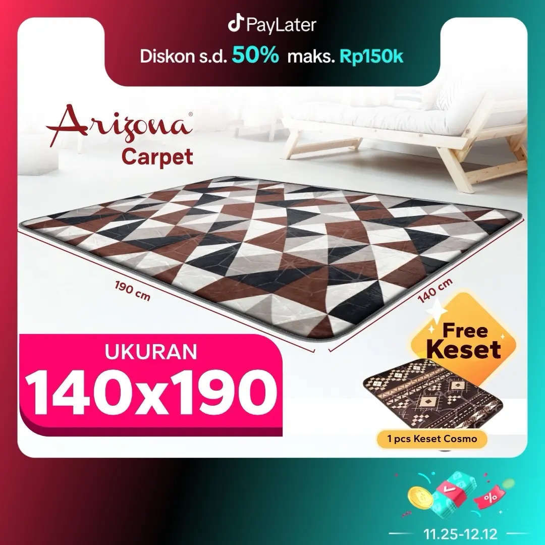 [Arizona Carpet] 140x190cm Cosmo Love Karpet Busa Malaysia Motif Minimalis untuk Ruang Keluarga Anti Licin