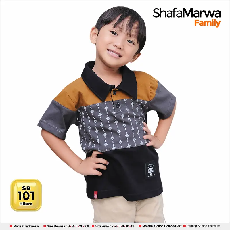 Shafamarwa Kaos set Couple Keluarga Baju Atasan Tunik Sarimbit Family rekomendasi Lebaran Ayah Ibu Wanita dan Anak Cowok Cewek SM101 Hitam Muslim Pasangan Dewasa Katun 6