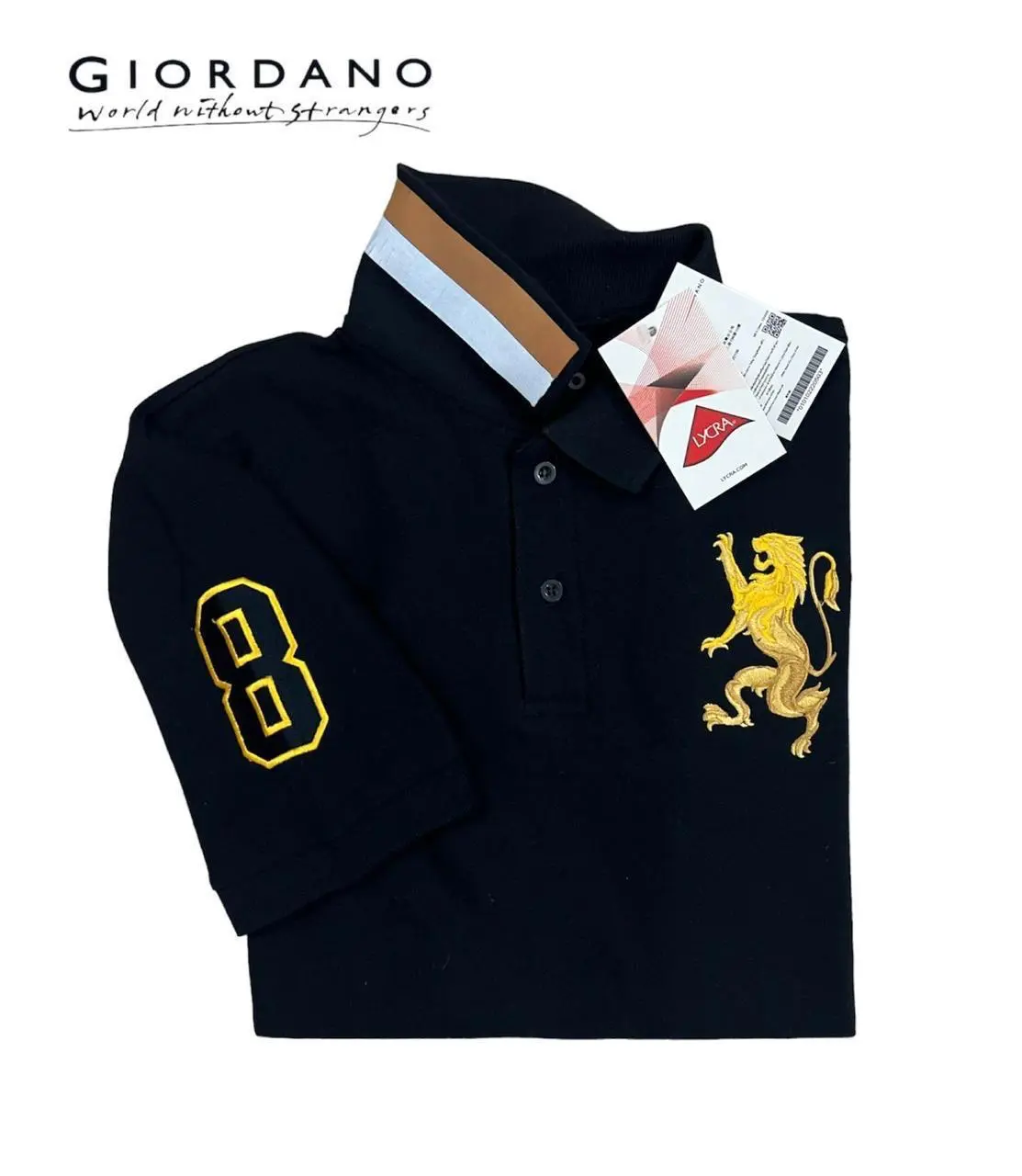 Polo Shirt Pria GRDANO 3D Lion Model Terbaru Lengan Pendek dengan Motif Bordir Elegan Premium Baju
