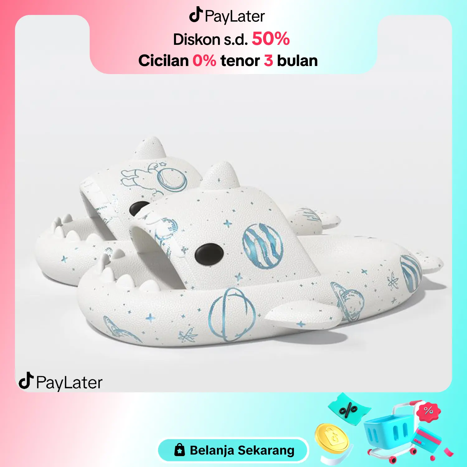 Coolrain Sandal Sandal hiu untuk orang tua dan anak  Anak Dan Dewasa Sendal Karet Selop Slop Alas Kaki Baby Shark Empuk Perempuan HSN605