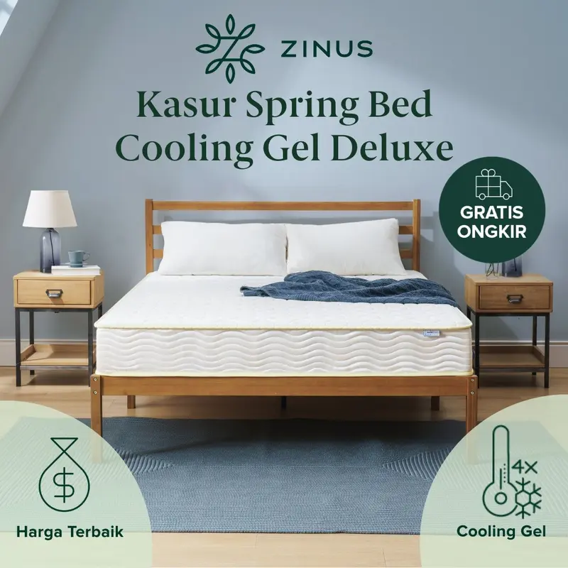 Kasur Spring Bed Zinus Cooling Gel Deluxe Mattress Gratis Ongkir Tempat Tidur In a Box 0