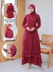 Hayya Dress Gamis Kondangan Jumbo Crinkle Mix Brukat Mewah Elegan Dress Wanita Muslim Panjang