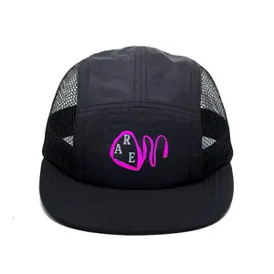 AreMore - Topi 5 Panel Jaring Taslan Black Pria Wanita Dewasa Unisex - Running Hat Outdoor