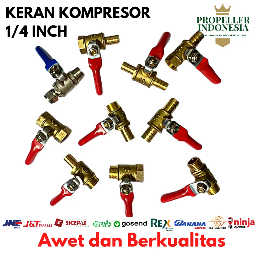 Kran Angin Kompresor Kuningan 1/4Inch Stop Keran Kompresor
