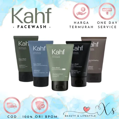Kahf Face Wash & Face Scrub - All Variant 50ml 100ml-pencuci muka pria ,Brightening , anti acne, komedo,berminyak Wajah Dark Membersihkan Laki Facial Perawatan