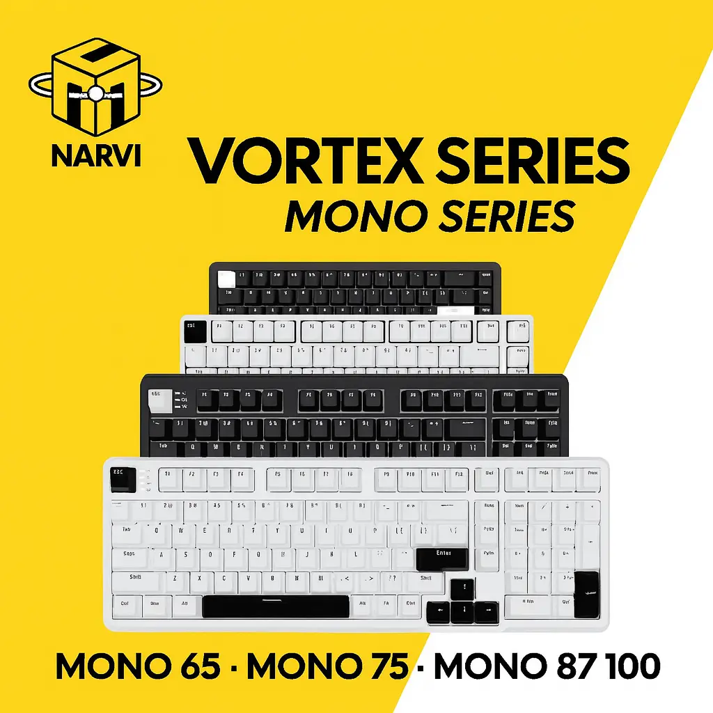 Vortexseries Vortex Series Mono Series V2 Wired Gasket Mount Mechanical Keyboard 65% / 75% / 87% TKL / 100% FULL SIZE  Layout Hotswappable Universal White Black SINGLE BACKLIGHT Led