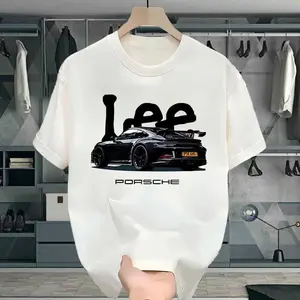 Kaos Unisex Katun 220g Lengan Pendek, Kerah Bulat, Model Longgar Gaya Amerika dengan Sablon Print