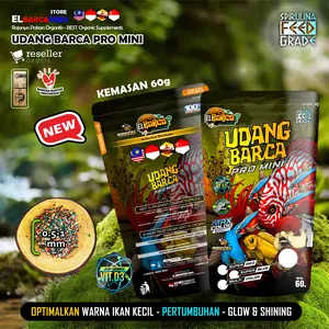 Elbarcafeed UDANG BARCA PRO MINI SUPER RED BLUE BOOSTER 60GR Suplemen Organik Terbaik untuk Ikan Kecil Optimal Warna & Pertumbuhan