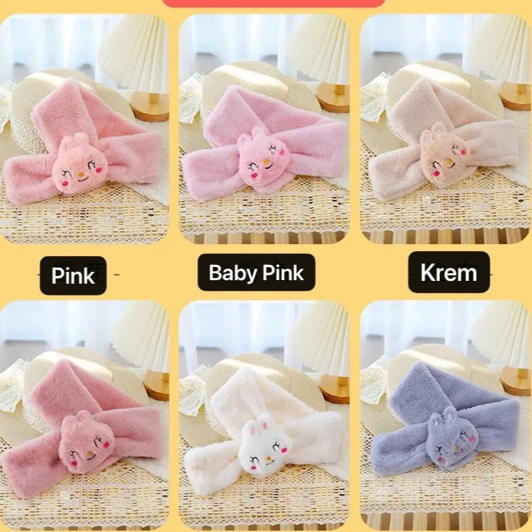KI3 Scarf Leherl AnakAnakSyal Anak Korean Style Motif Fruit Rabbit Usia312thn 1