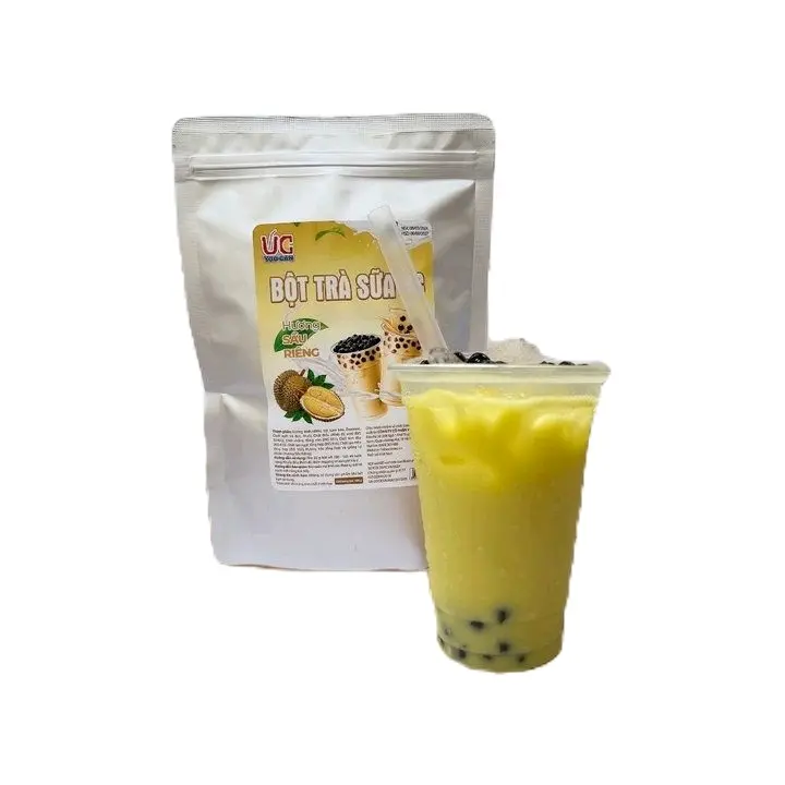 Trà Sữa vị Sầu Riêng , Trà Sữa UC Đậm Vị, Thơm Ngon, Nước Uống Giải Khát, Dễ Pha, Đủ Vị (1 gói 500gr)  I. THÔNG TIN SẢN PHẨM  - Trà sữa UC Sầu Riêng là sự kết hợp tuyệt vời, hòa qvịuyện giữa trà xanh, hương vị Sầu Riêng và sữa, với hương vị thơm ngon, thậ