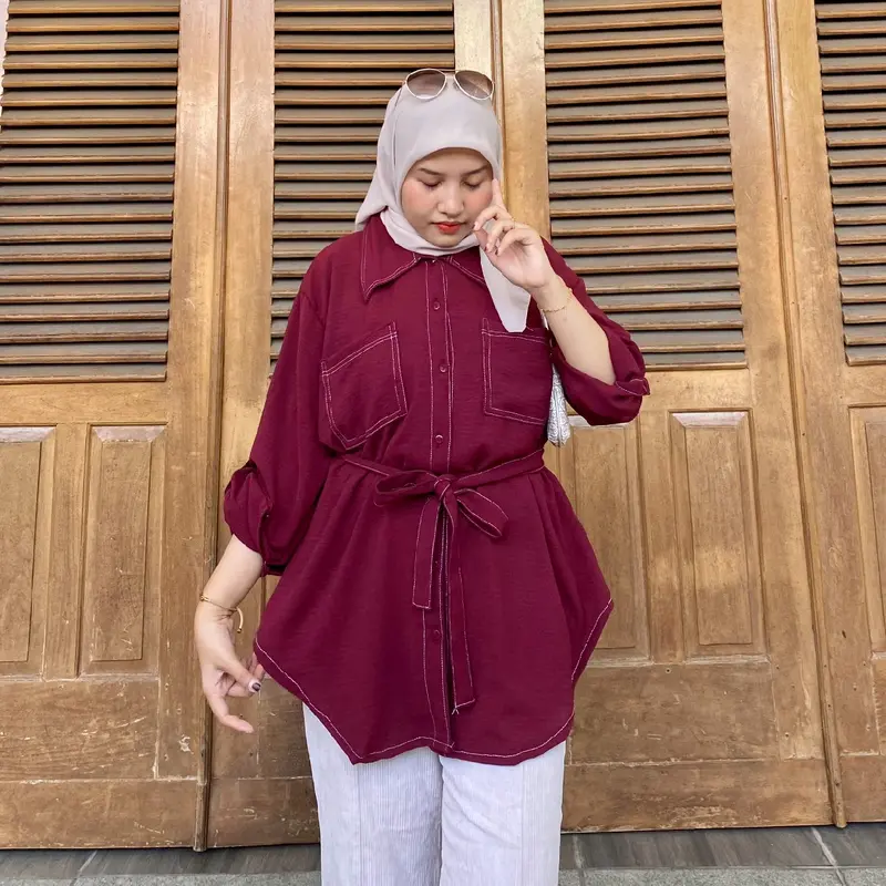 Zoey Tunik Free Belt Super Jumbo Ld 110-140 Bahan Crinkle Adem Jatuh Anti Kusut Atasan Airflow 4