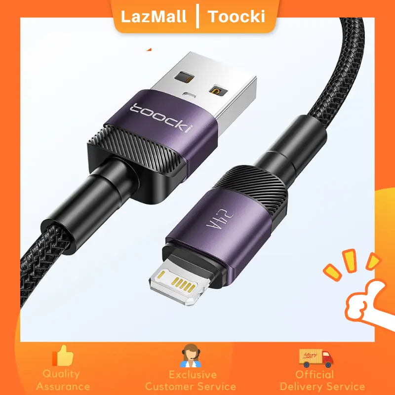 Toocki 2.4A USB lightning Cable for iPhone14 13 12 11 Pro Max Xs Xr 8 Plus SE Fast Charging USB Wire Cord USB A to lightning
