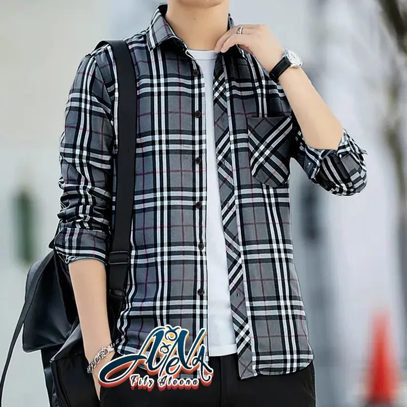 Kemeja Flanel Impor Pria Kualitas Premium Lengan Panjang Unisex Hem Flannel Baju Flanel 7