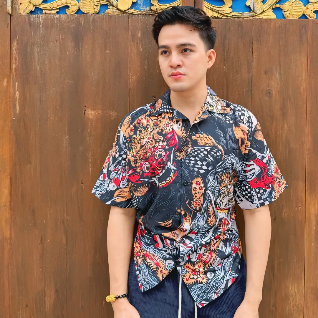 Baju KEMEJA KEKINIAN PRIA WANITA DOWEAR MOTIF BARONG RANGDA 187 Printing