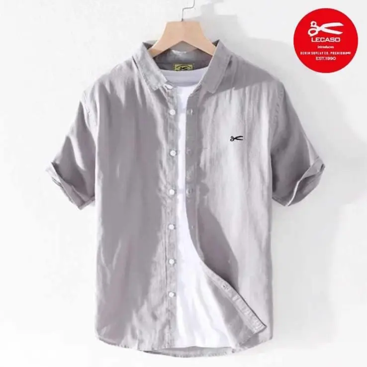 Kemeja pria lengan pendek kemeja pria lengan pendek/kemeja cowok model terbaru kemeja pria slimfit/kemeja pria lengan pendek distro Casual Lembut Nyaman  Formal 4