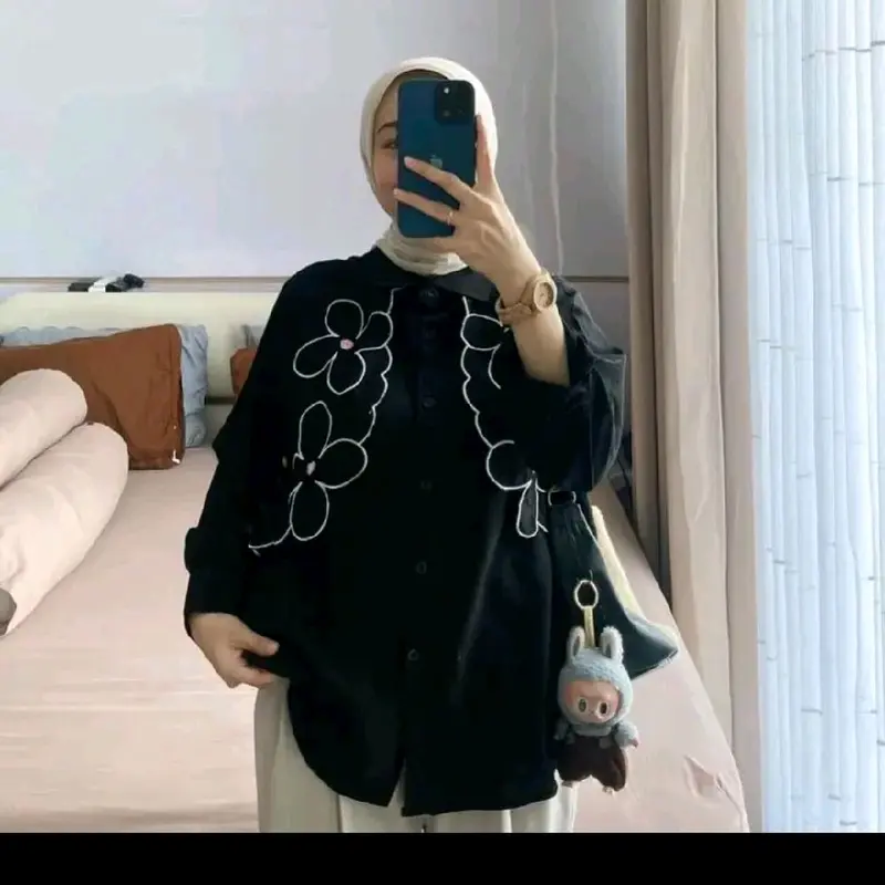 Lucua Blouse Renda Kemeja Premium Katun Polin Panjang  Atasan Wanita 3