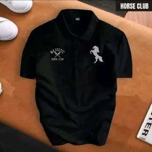 PREMIUM (READY) terjamin Polo Shirt Horse Club Import Motif Logo Text Silver Kaos Polo Kerah Kaos Harian Kaos Kerja Premium Brand Quality Terbaru Atasan Pria Wanita Baju Kaos Berkerah Dewasa Kaos Polo Original Unisex Kaos Polo Katun Keren Kekinian Lengan