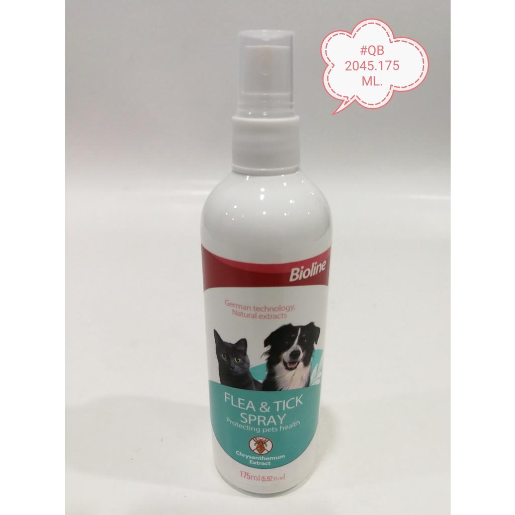 QB2045 Bioline Flea Tick Spray 175ml Cat Dog Repellent Kucing Kutu Anjing