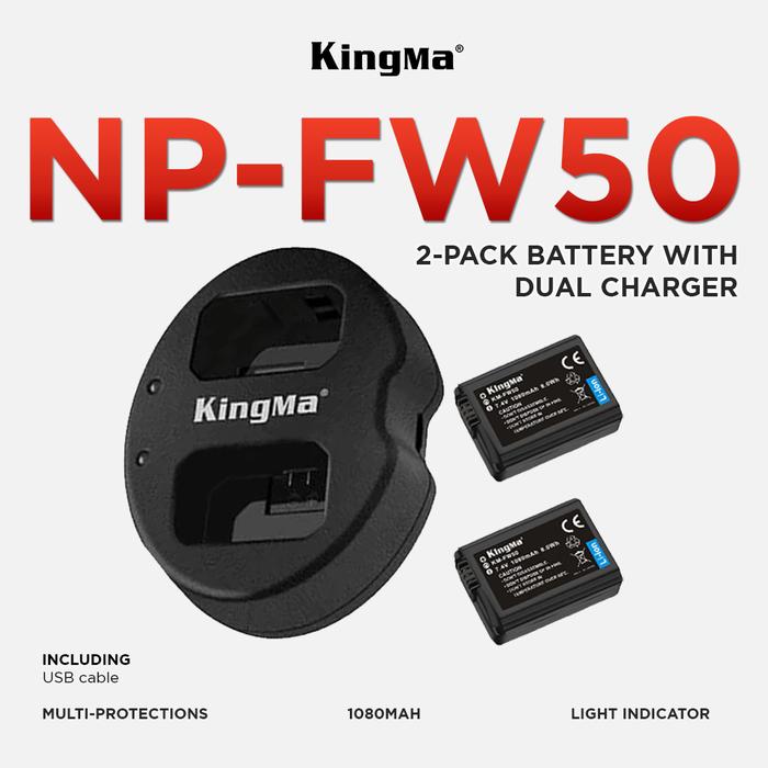Gambar KINGMA Battery Sony NP-FW50 2-Pack with Dual Charger - Non Lcd Display dari MACRO.id Kota Administrasi Jakarta Barat Tokopedia