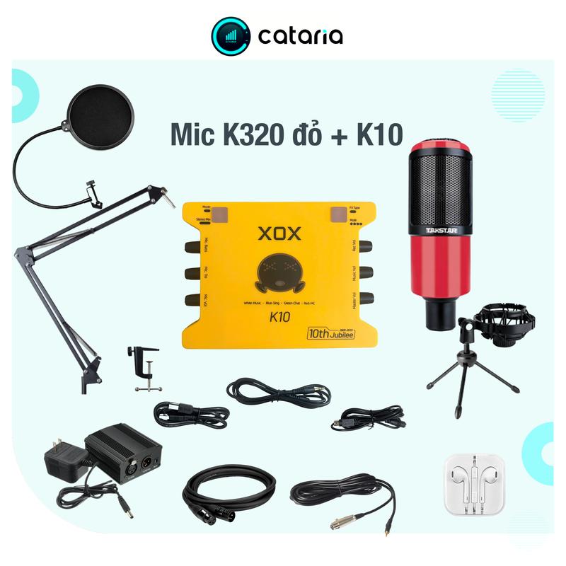  Bộ Mic Livestream Hát Thu Âm Mic K320 + Sound Card XOX K10 16 Chế Độ TẶNG Đèn Live Tai Nghe - CATARIA 