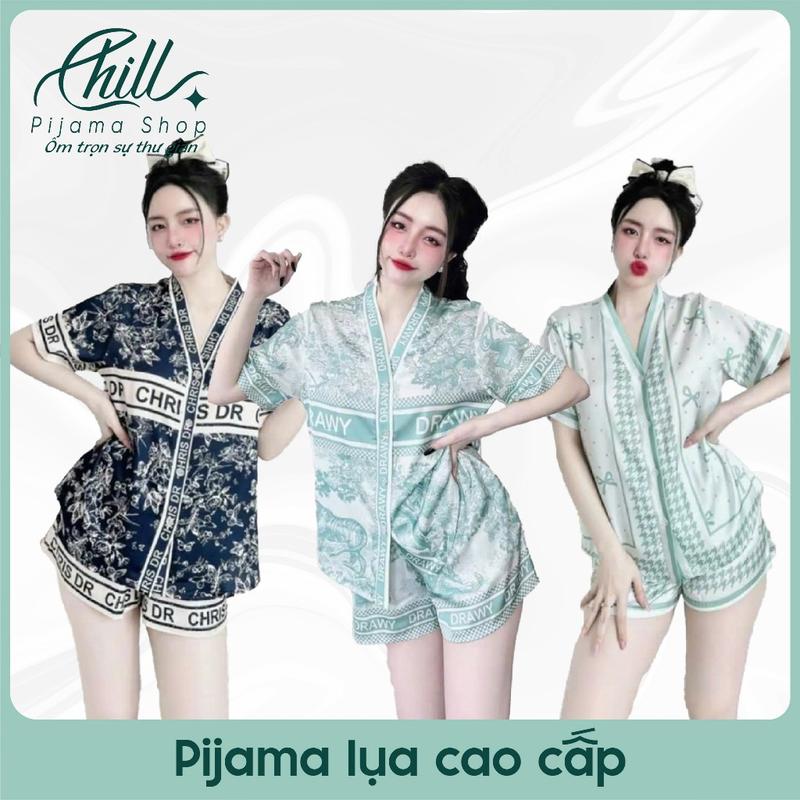 Bộ Pijama Lụa Cát Tay Cộc Quần Ngắn Mặc Nhà Cao Cấp Siêu Mềm Mịn Thoáng Mát