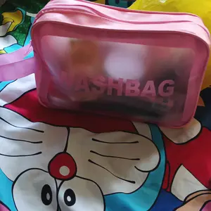 Washbag travel pack / washbag beranak / tas kosmetik Hitam pink