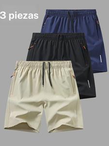 Pantalones cortos deportivos para hombre con impresión de tiras reflectantes, de secado rápido, ideales para gimnasio y entrenamiento