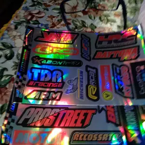 [23-26 Pcs] Stiker Motor Racing Pack Vinyl Hologram Car