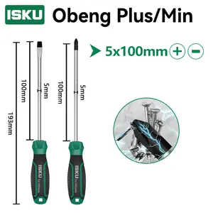 ISKU obeng set 2pcs 5*100 mm plus minus screwdriver set tip magnetik