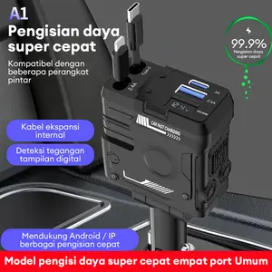 A1 Charger Mobil 120W Teleskopik 4-in-1 Cepat Charging Multifungsi LED 15.2mm * 8.0mm Cocok untuk Semua Model Mobil