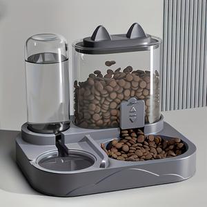 Comedero y dispensador de agua automático 2 en 1, gran capacidad, transparente, para gatos y perros, sin batería, ideal para suplementar agua en interiores y una dieta saludable (Modelo: DM638)