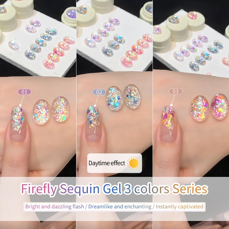 Gel Sơn Móng Tay Đính Kim Tuyến, Dòng Đom Đóm Dạ Quang Mùa Hè, Hàng Mới Về 2025, Gel Sơn Lấp Lánh Móng Tay Rực Rỡ, Cần Đèn Làm Móng Để Khô