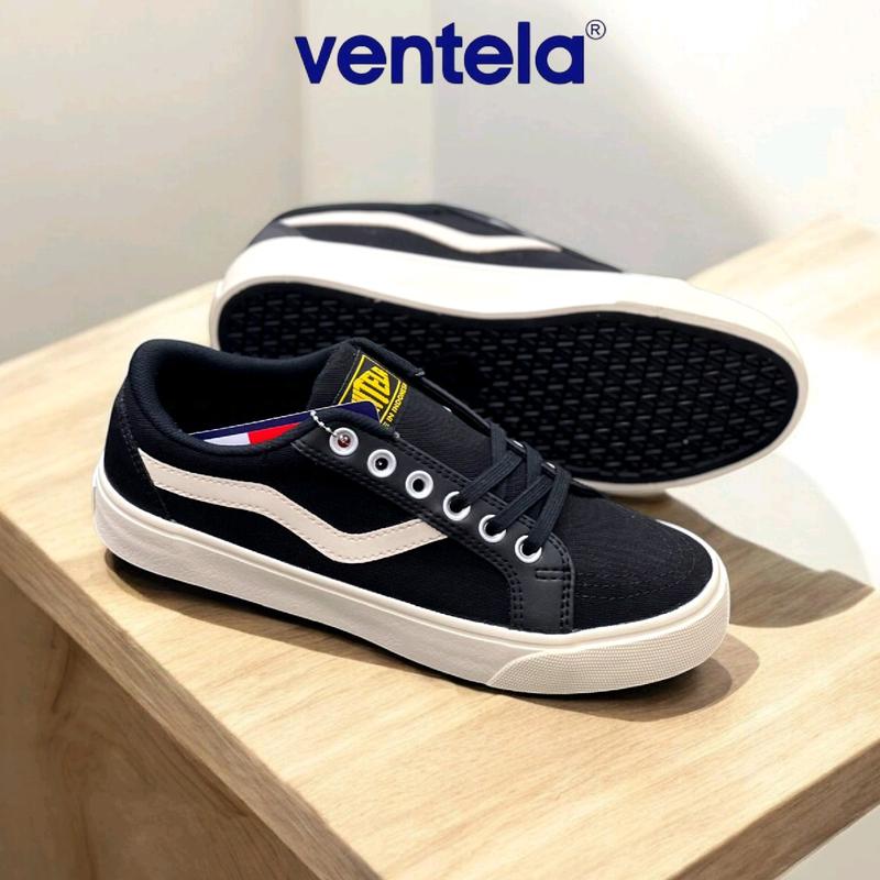 Ventela Republic Low Black Natural Original - Sepatu Sneakers Canvas 12oz Casual Shoes 1